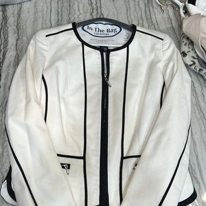 White with Black detail blazer